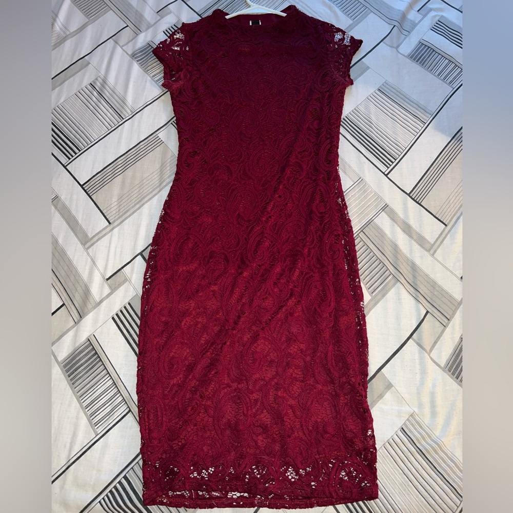 Beautiful Wine or Burgundy Color Lace Dress